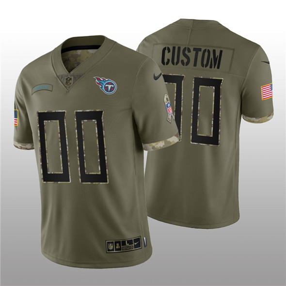 Men's Tennessee Titans ACTIVE PLAYER Custom 2022 Olive Salute To Service Limited Stitched Jersey - Jersey