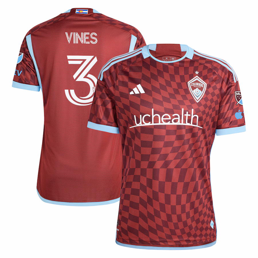 Men's Colorado Rapids Sam Vines adidas Burgundy 2024 One Flag Kit Authentic Player Jersey - Jersey