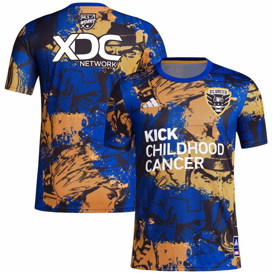 Men's D.C. United adidas Royal 2023 MLS Works Kick Childhood Cancer x Marvel Pre-Match Top - Jersey