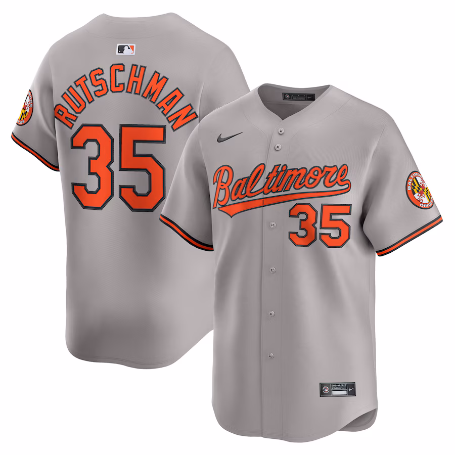 Men's Baltimore Orioles Adley Rutschman Nike Gray Road Limited Player Jersey - Jersey