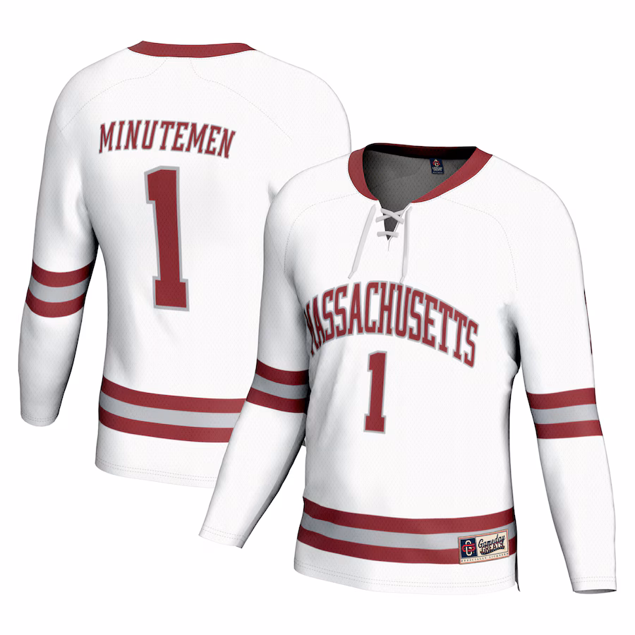 Youth GameDay Greats #1 White UMass Minutemen Hockey Fashion Jersey - Jersey