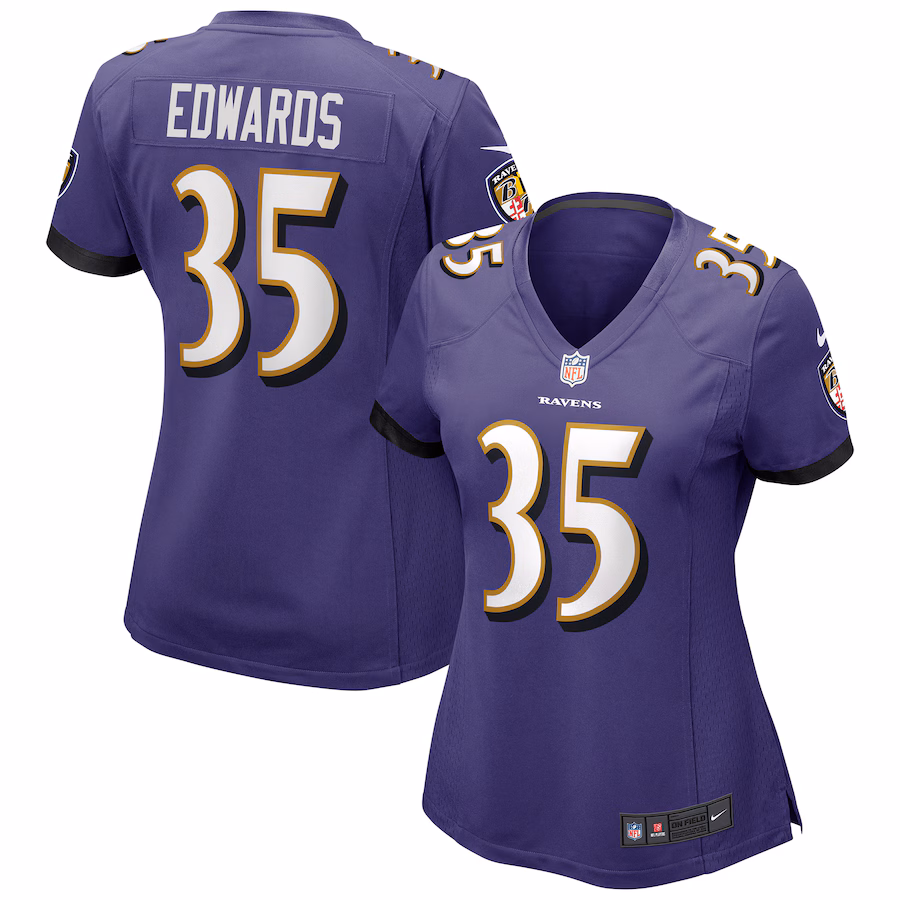 Women's Baltimore Ravens Gus Edwards Nike Purple Game Jersey - Jersey