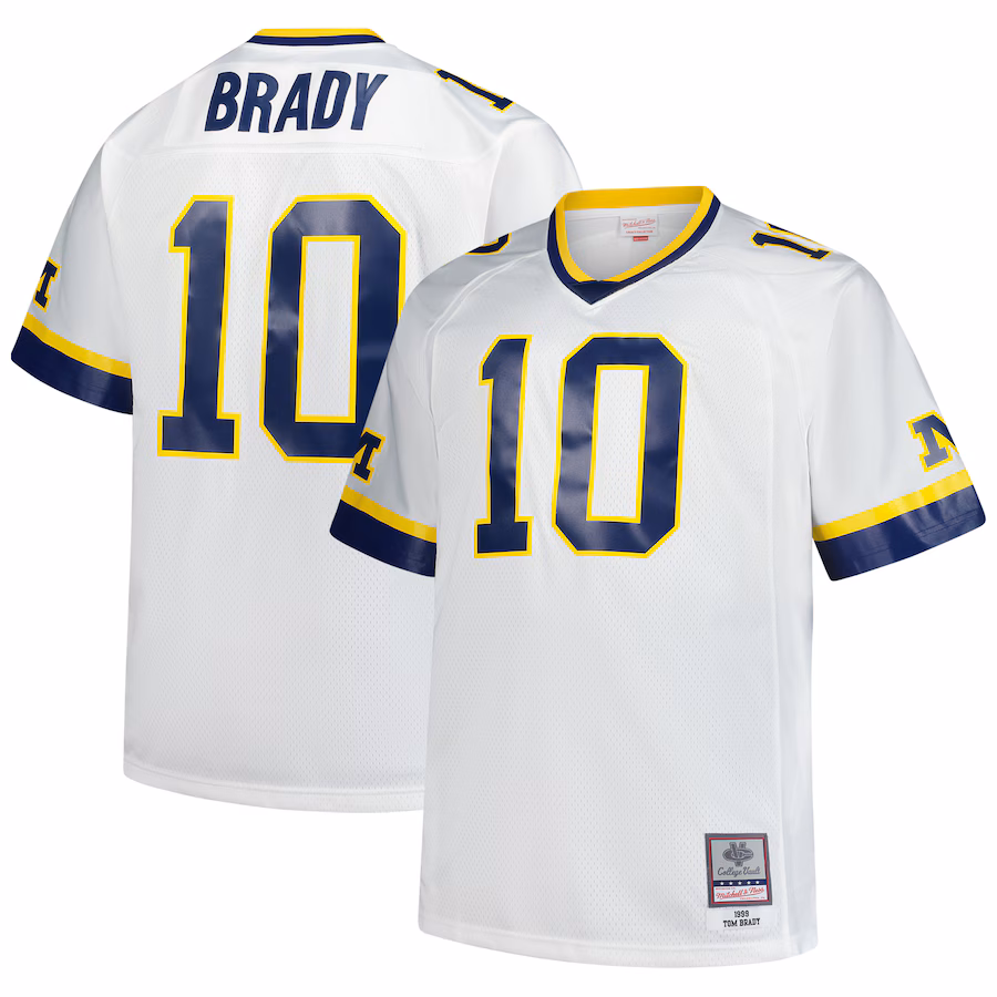 Men's Mitchell & Ness Tom Brady White Michigan Wolverines Legacy Jersey - Jersey