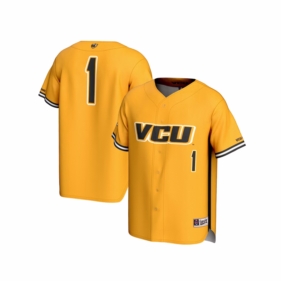 #1 VCU Rams GameDay Greats Unisex Lightweight Baseball Fashion Jersey - Gold - Jersey