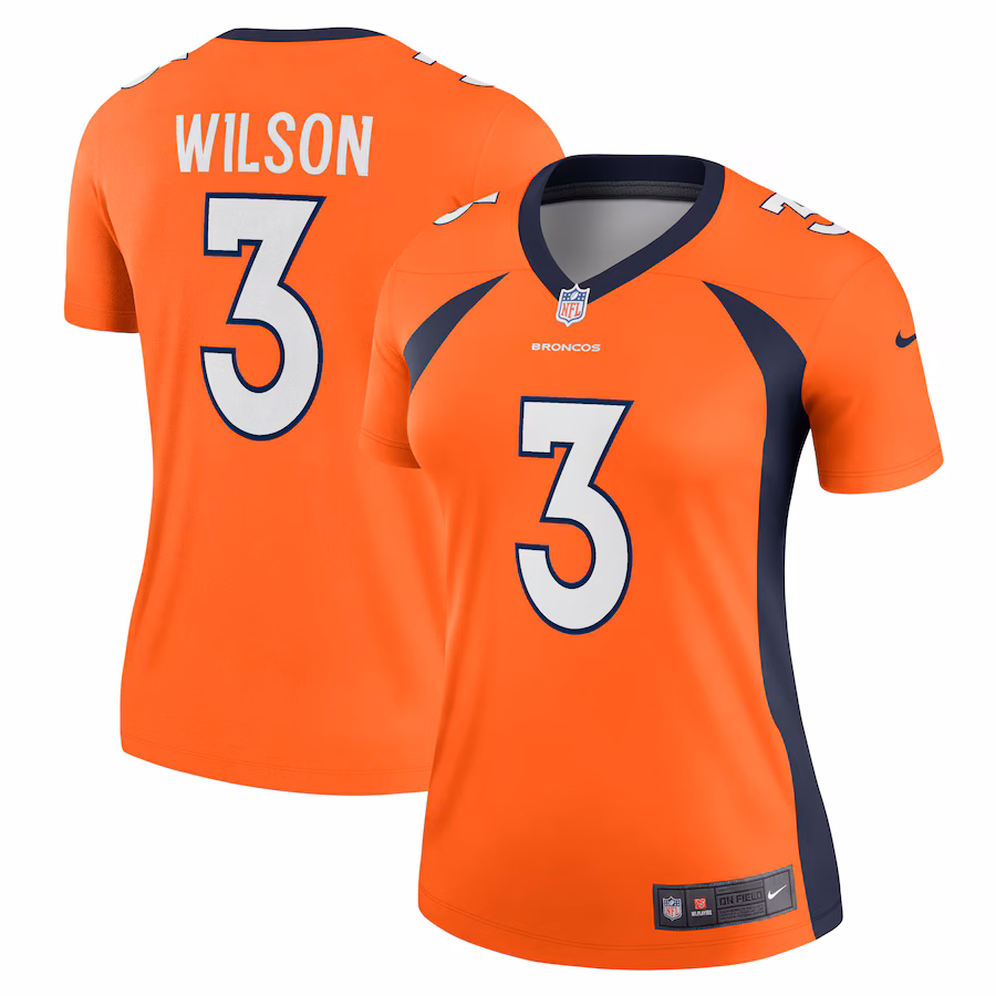 Women's Denver Broncos Russell Wilson Nike Orange Team Legend Player Performance Top - Jersey