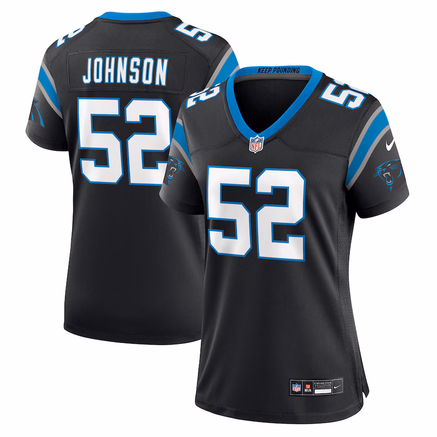 Women's Carolina Panthers DJ Johnson Nike Black Game Jersey - Jersey