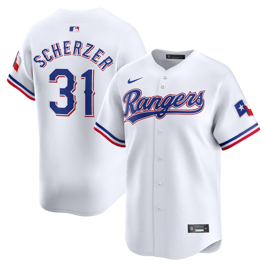 Men's Texas Rangers Max Scherzer Nike White Home Limited Player Jersey - Jersey