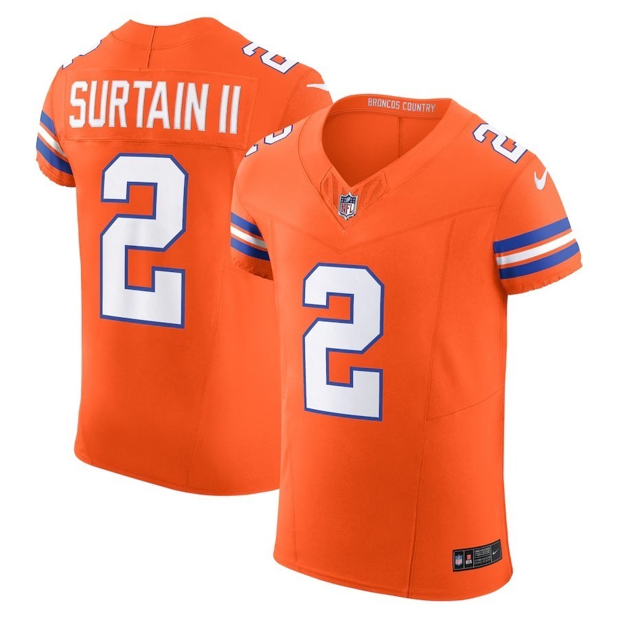 Men's Denver Broncos Patrick Surtain II Nike Orange Alternate Mile High Collection 1977 Throwback Vapor F.U.S.E. Limited Jersey - Jersey