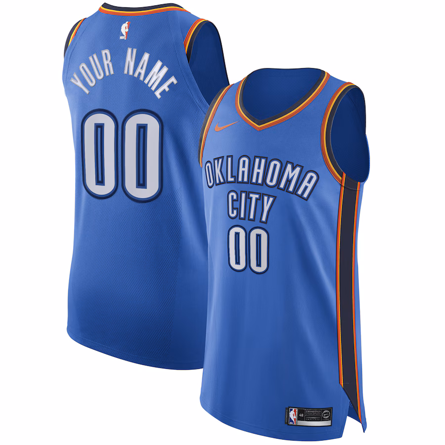 Men's Oklahoma City Thunder Nike Blue Authentic Custom Jersey - Icon Edition - Jersey