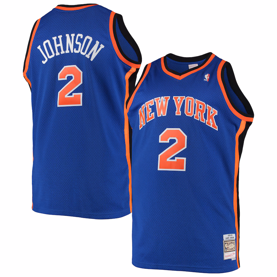 Men's New York Knicks Larry Johnson Mitchell & Ness Blue 1998/99 Big & Tall Hardwood Classics Swingman Jersey - Jersey