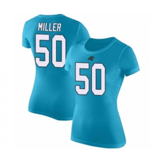 Football Women's Carolina Panthers #50 Christian Miller Blue Rush Pride Name & Number T-Shirt - Jersey