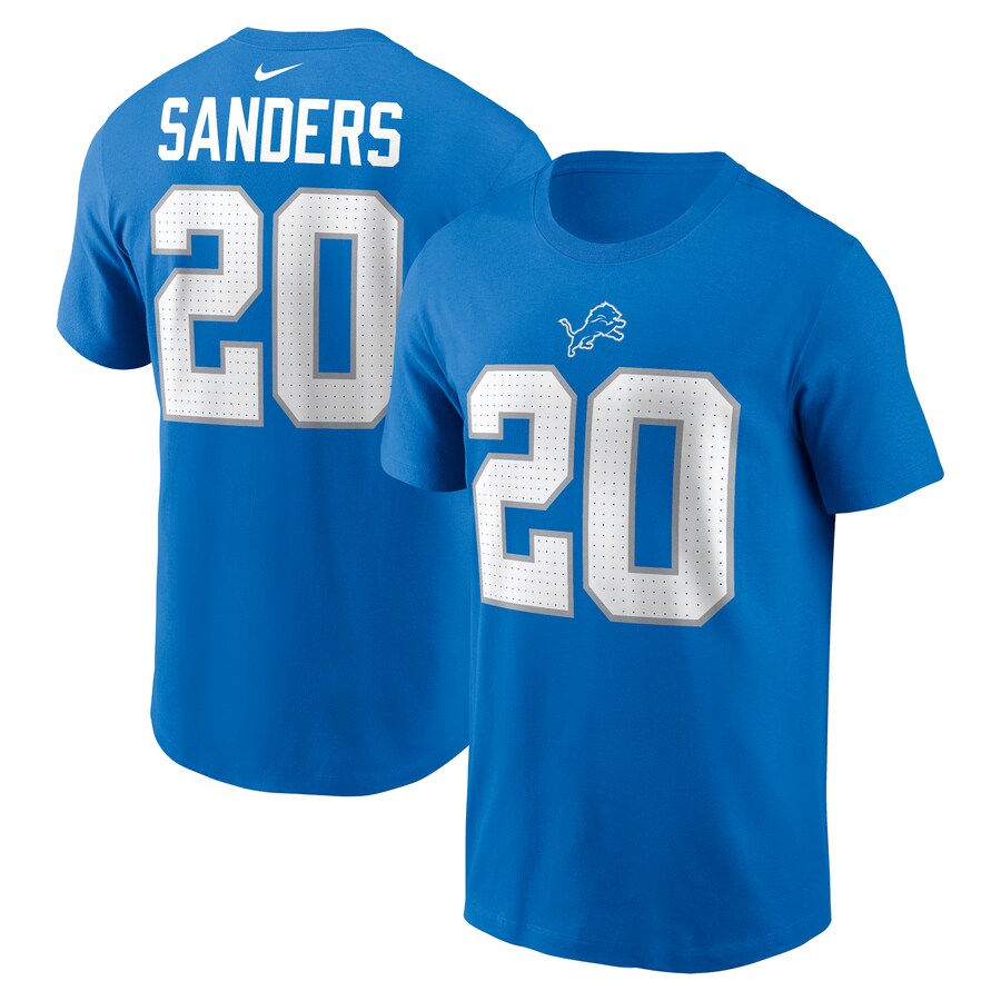 Men's Detroit Lions Barry Sanders Nike Blue Retired Player Name & Number T-Shirt - Jersey