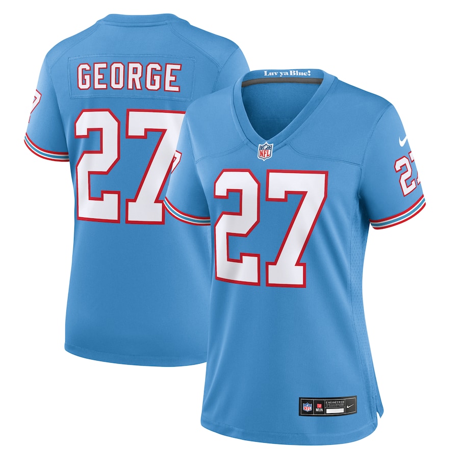 Women's Tennessee Titans Eddie George Nike Light Blue Oilers Throwback Retired Player Game Jersey - Jersey