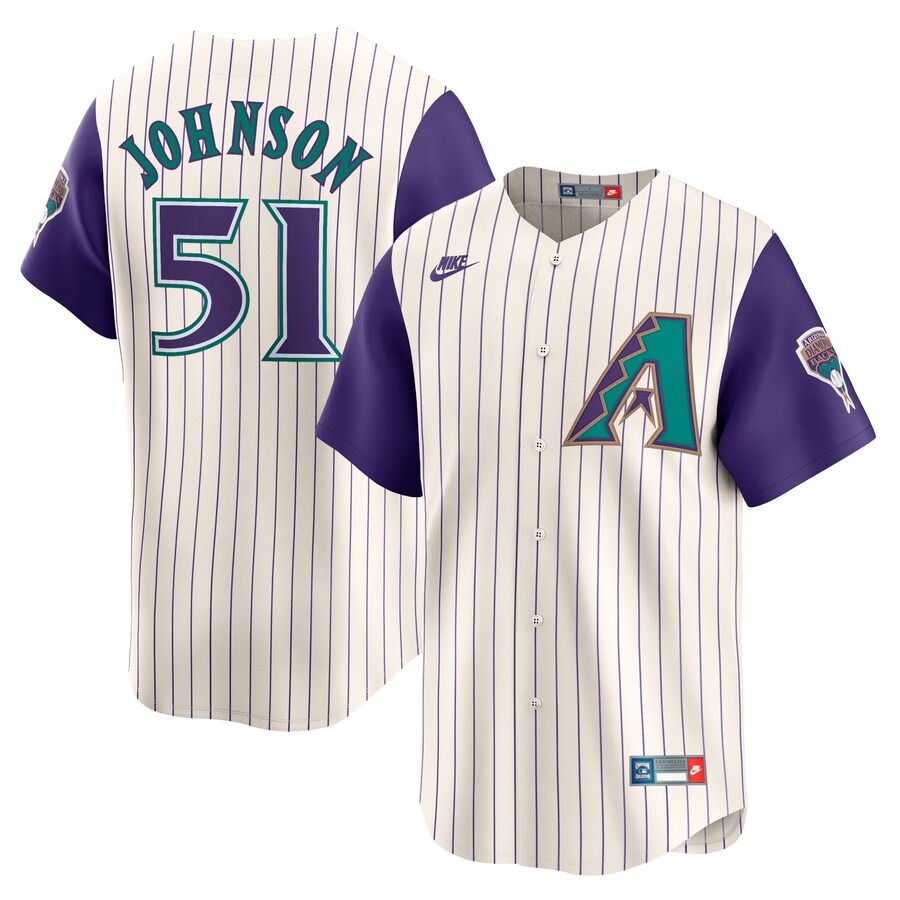 Men's Arizona Diamondbacks Randy Johnson Nike Cream Throwback Cooperstown Collection Limited Jersey - Jersey