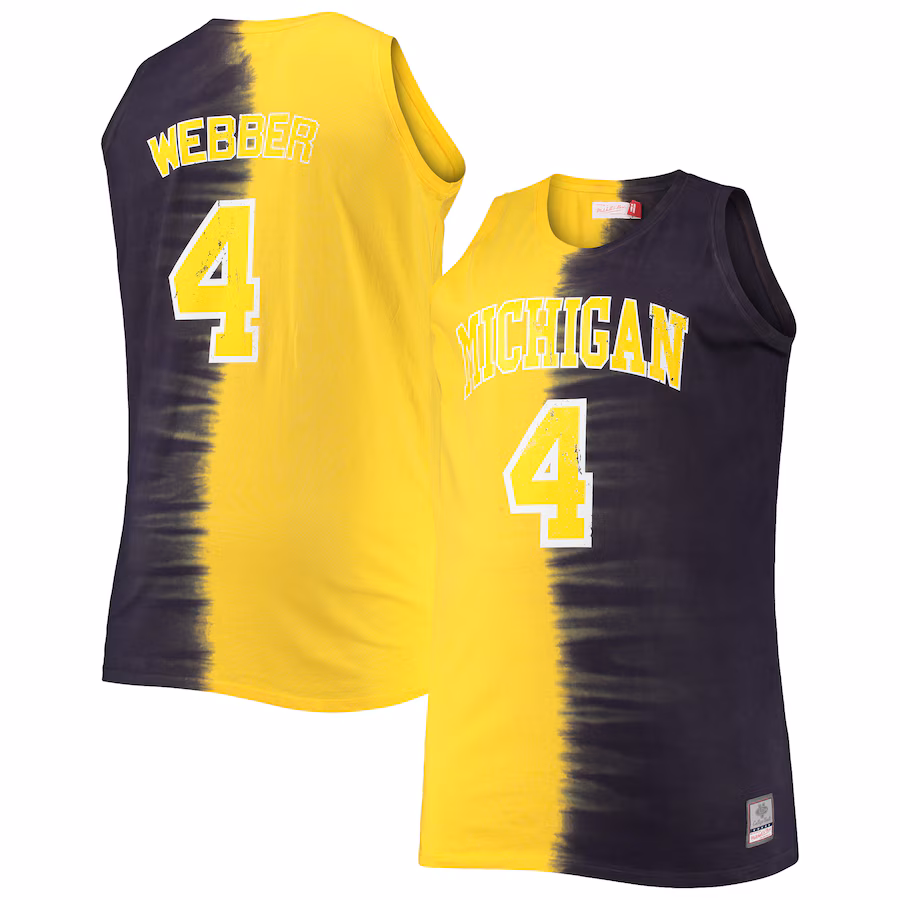 Chris Webber Michigan Wolverines Mitchell & Ness Big & Tall Player Tie-Dye Jersey - Navy/Maize - Jersey
