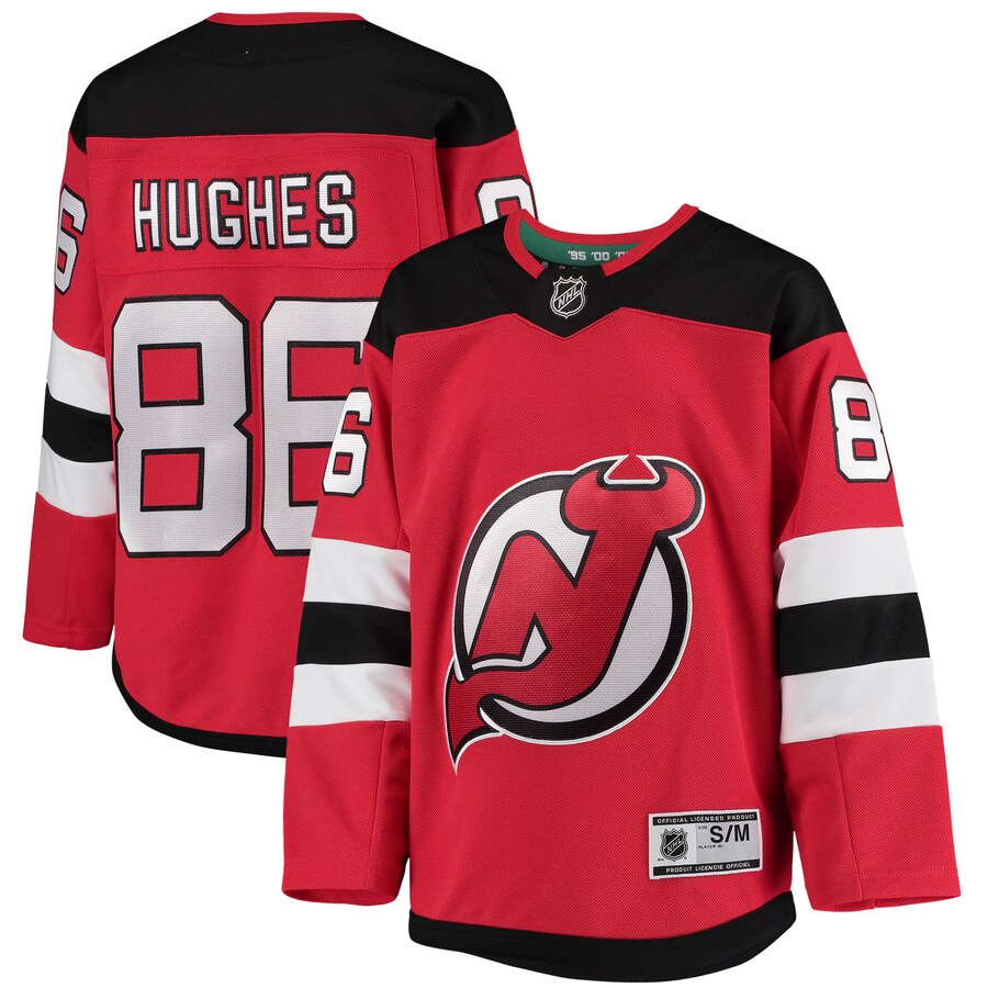 Youth New Jersey Devils Jack Hughes Red Home Premier Player Jersey - Jersey