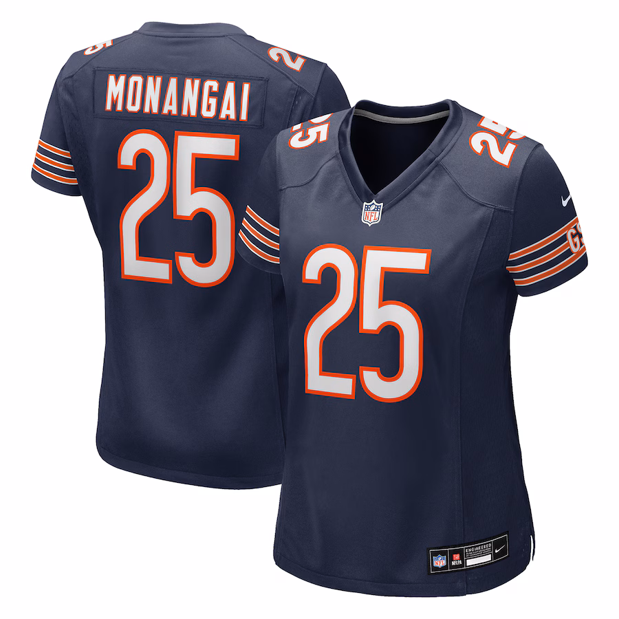 Women's Chicago Bears Kyle Monangai Nike Navy Team Game Jersey - Jersey