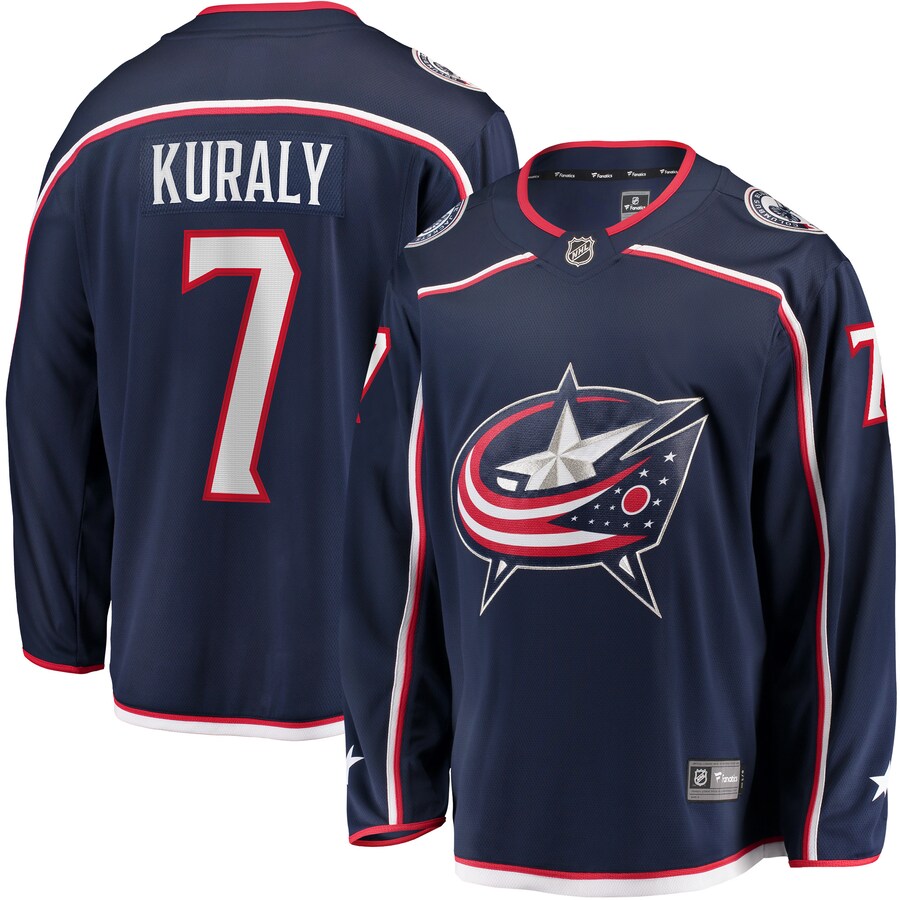 Men's Columbus Blue Jackets Sean Kuraly Fanatics Branded Navy Home Breakaway Player Jersey - Jersey