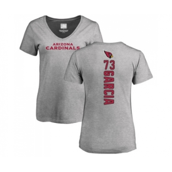 Football Women's Arizona Cardinals #73 Max Garcia Ash Backer V-Neck T-Shirt - Jersey