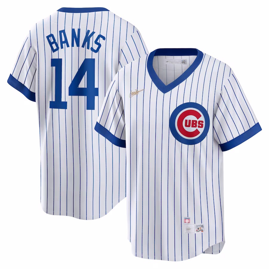 Men's Chicago Cubs Ernie Banks Nike White Home Cooperstown Collection Player Jersey - Jersey