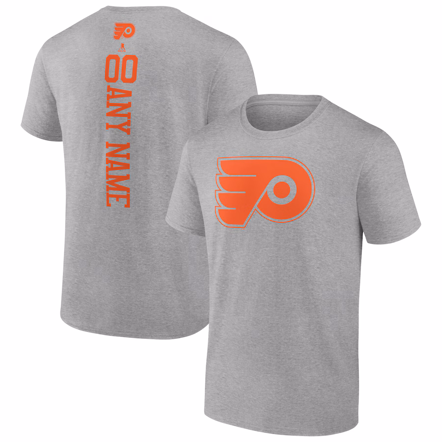 Men's Philadelphia Flyers Heather Gray Personalized Name & Number T-Shirt - Jersey