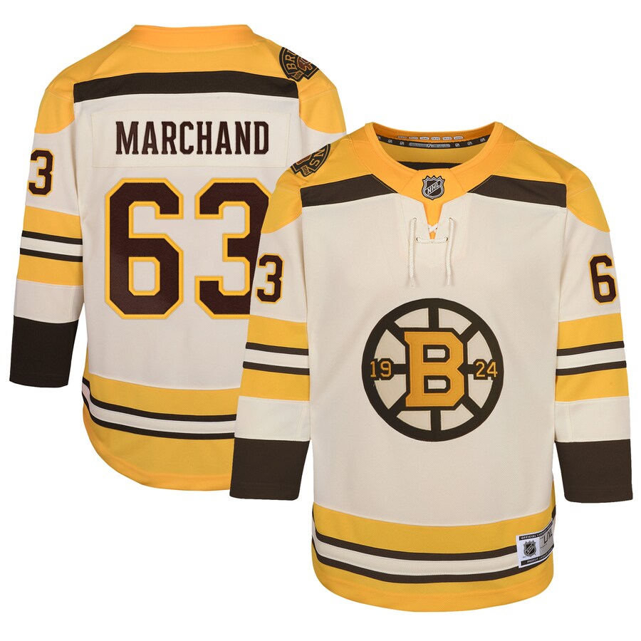 Youth Boston Bruins Brad Marchand Cream 100th Anniversary Premier Player Jersey - Jersey