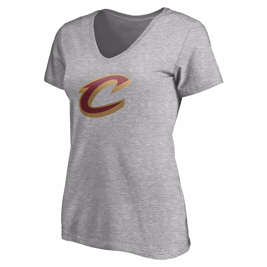 Women's Cleveland Cavaliers Heathered Gray Primary Team Logo V-Neck T-Shirt - Jersey