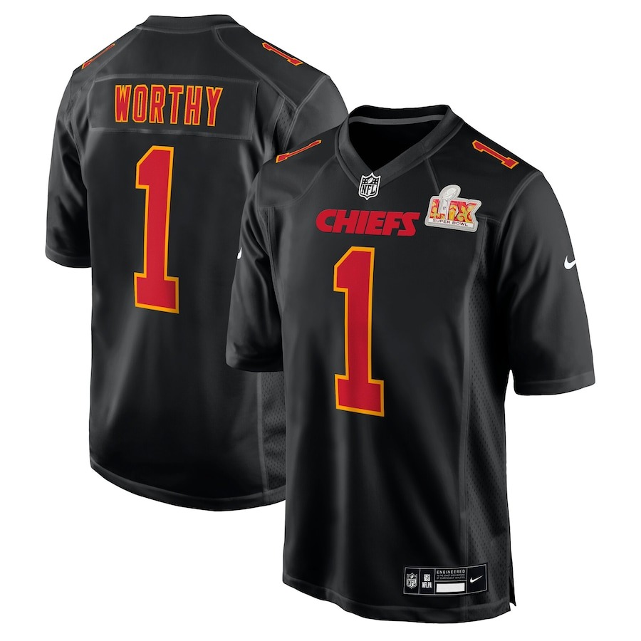 Men's Kansas City Chiefs Xavier Worthy Nike Carbon Black Super Bowl LIX Fashion Game Jersey - Jersey