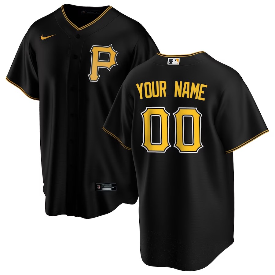 Men's Pittsburgh Pirates Nike Black Alternate Replica Custom Jersey - Jersey