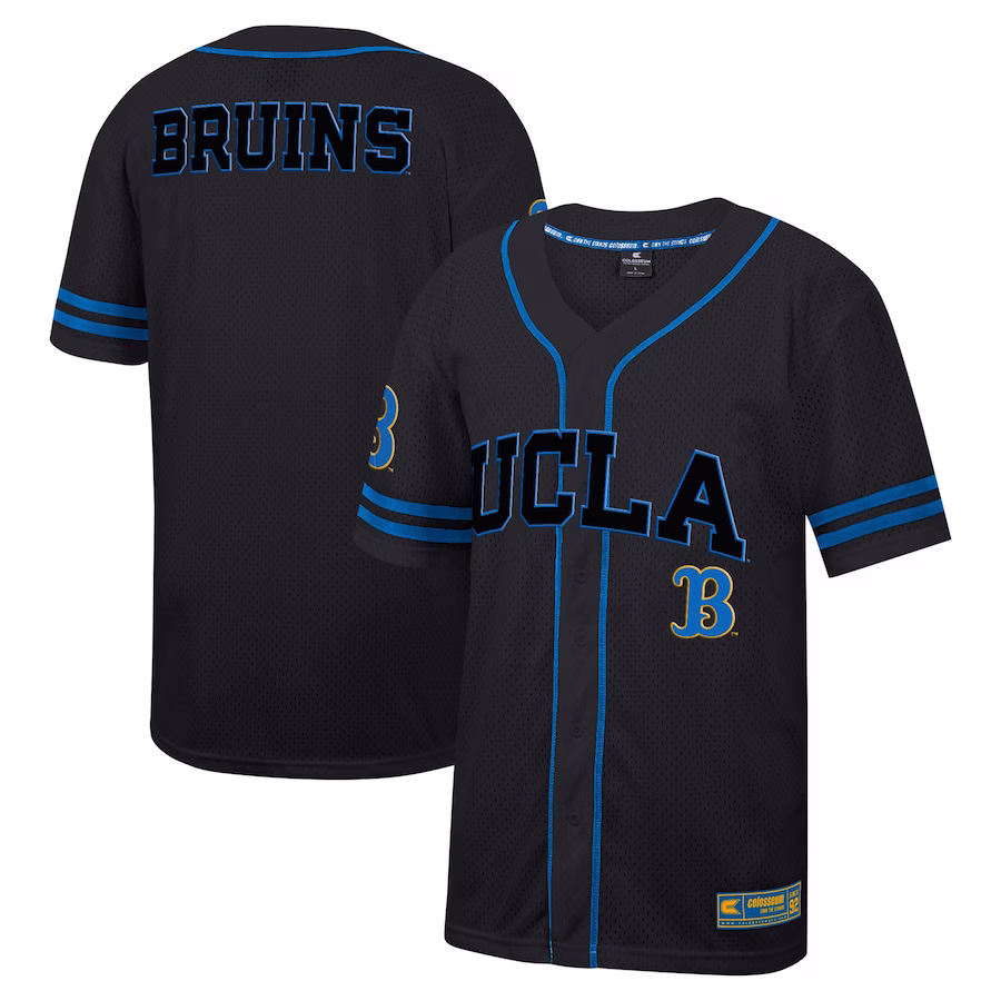 UCLA Bruins Colosseum Free Spirited Mesh Button-Up Baseball Jersey - Black - Jersey