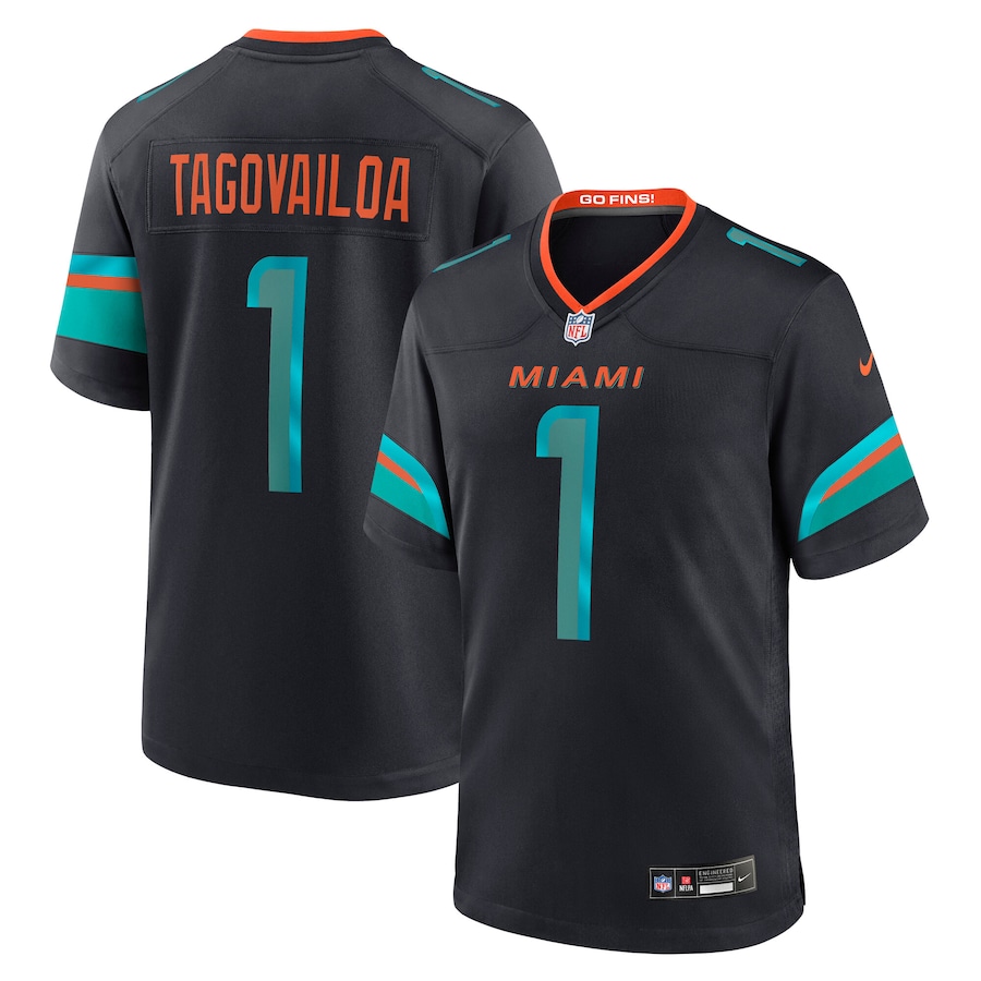 Men's Miami Dolphins Tua Tagovailoa Nike Pitch Blue 2025 Rivalries Collection Game Jersey - Jersey