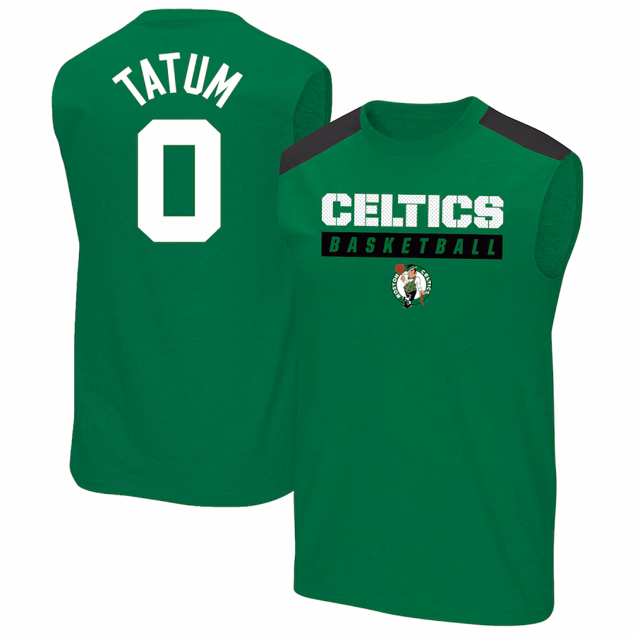 Men's Boston Celtics Jayson Tatum Profile Kelly Green Big & Tall Player Muscle Tank - Jersey