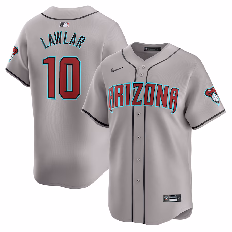 Men's Arizona Diamondbacks Jordan Lawlar Nike Gray Away Limited Player Jersey - Jersey