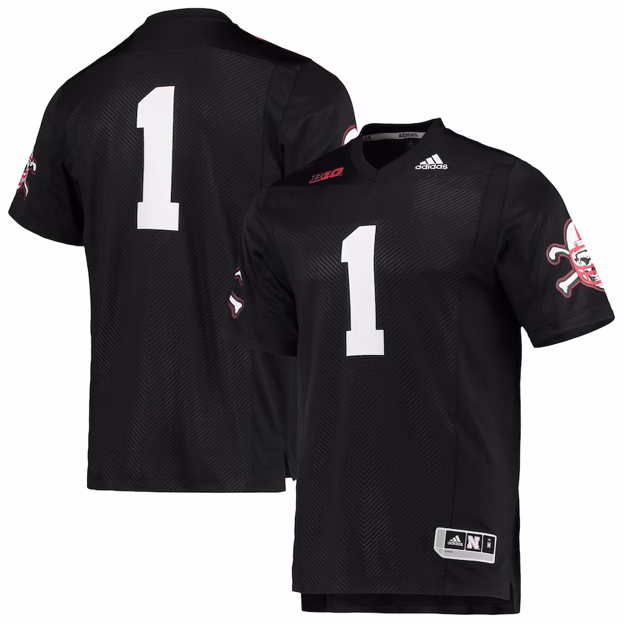 #1 Nebraska Huskers adidas Premier Strategy Jersey - Black - Jersey