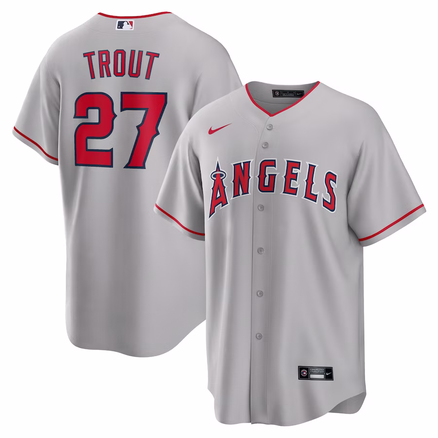 Men's Los Angeles Angels Mike Trout Nike Silver Road Replica Player Name Jersey - Jersey