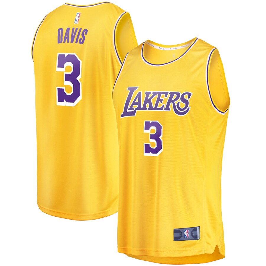 Men's Los Angeles Lakers Anthony Davis Fanatics Gold Fast Break Replica Player Jersey - Icon Edition - Jersey