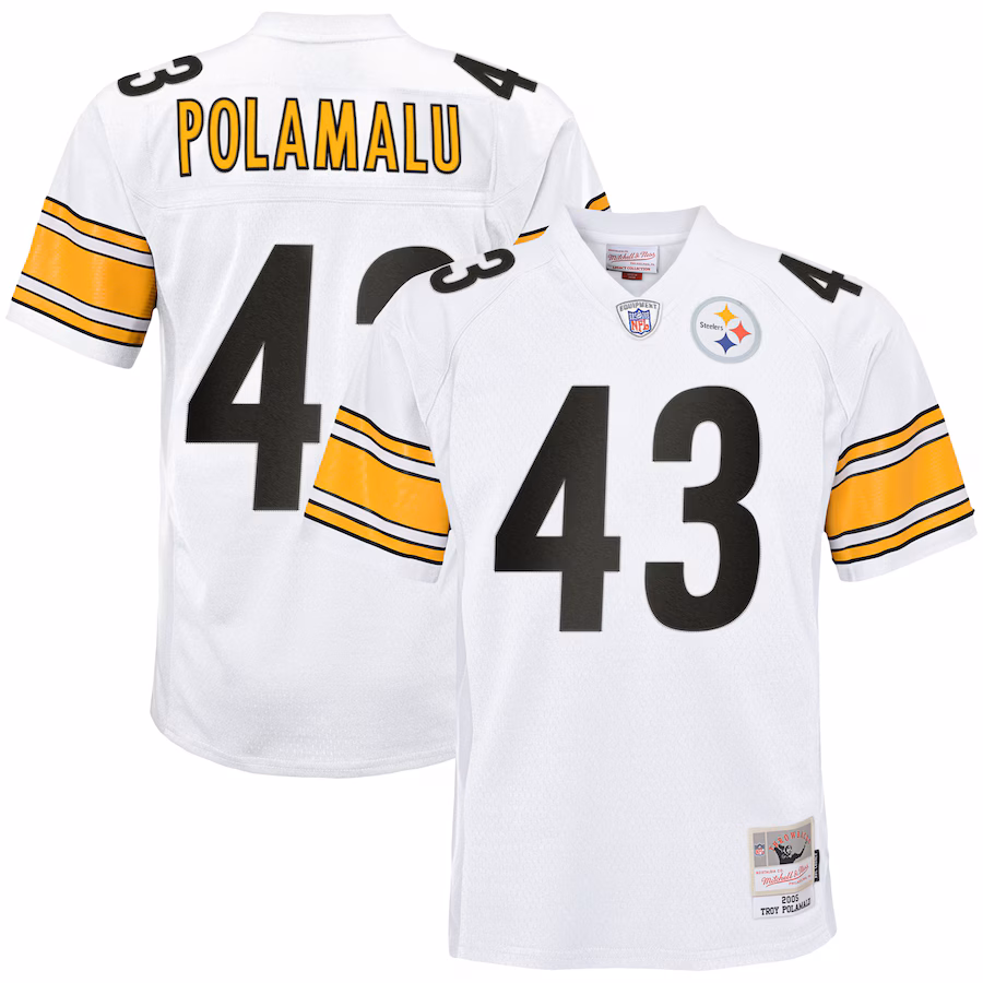 Youth Pittsburgh Steelers Troy Polamalu Mitchell & Ness White 2005 Retired Player Legacy Jersey - Jersey
