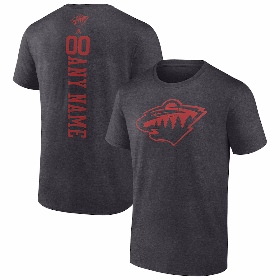 Men's Minnesota Wild Heathered Charcoal Personalized One Color T-Shirt - Jersey