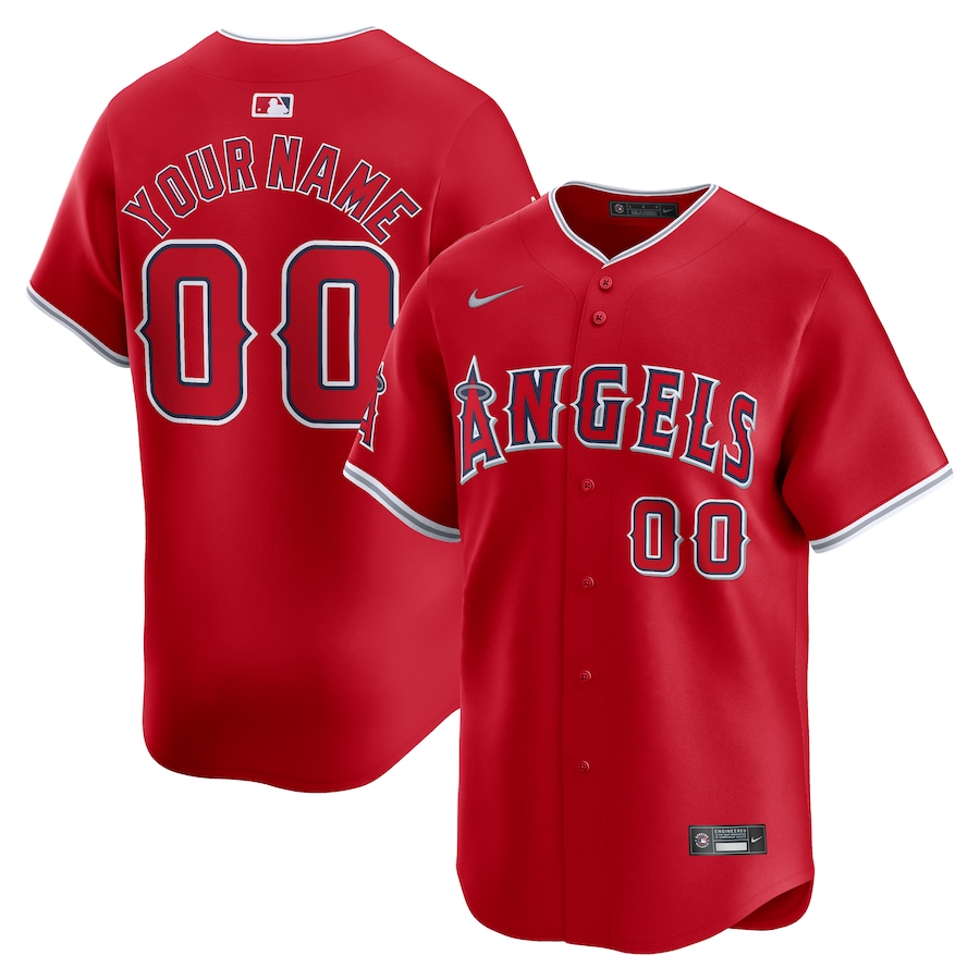 Men's Los Angeles Angels  Nike Red  Alternate Limited Custom Jersey - Jersey