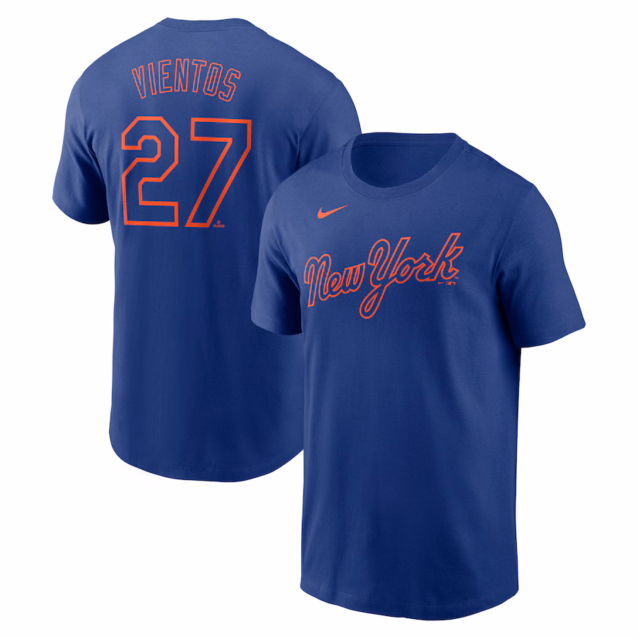 Men's New York Mets Mark Vientos Nike Royal Fuse Name & Number T-Shirt - Jersey