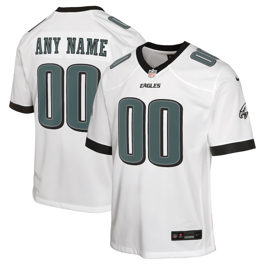 Youth Philadelphia Eagles Nike White Custom Game Jersey - Jersey