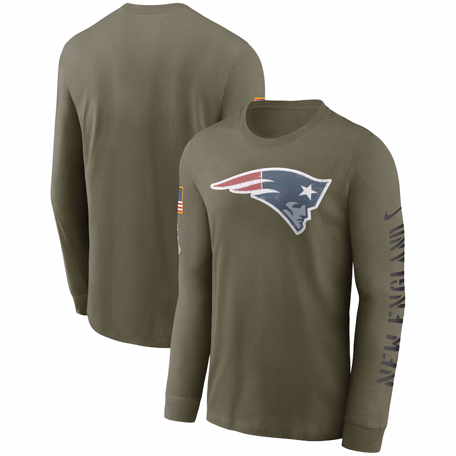 Men's New England Patriots Nike Olive Salute To Service Long Sleeve T-Shirt - Jersey