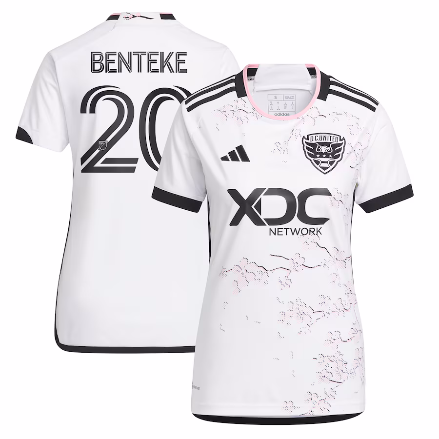 Women's D.C. United Christian Benteke adidas White 2023 The Cherry Blossom Kit Replica Player Jersey - Jersey