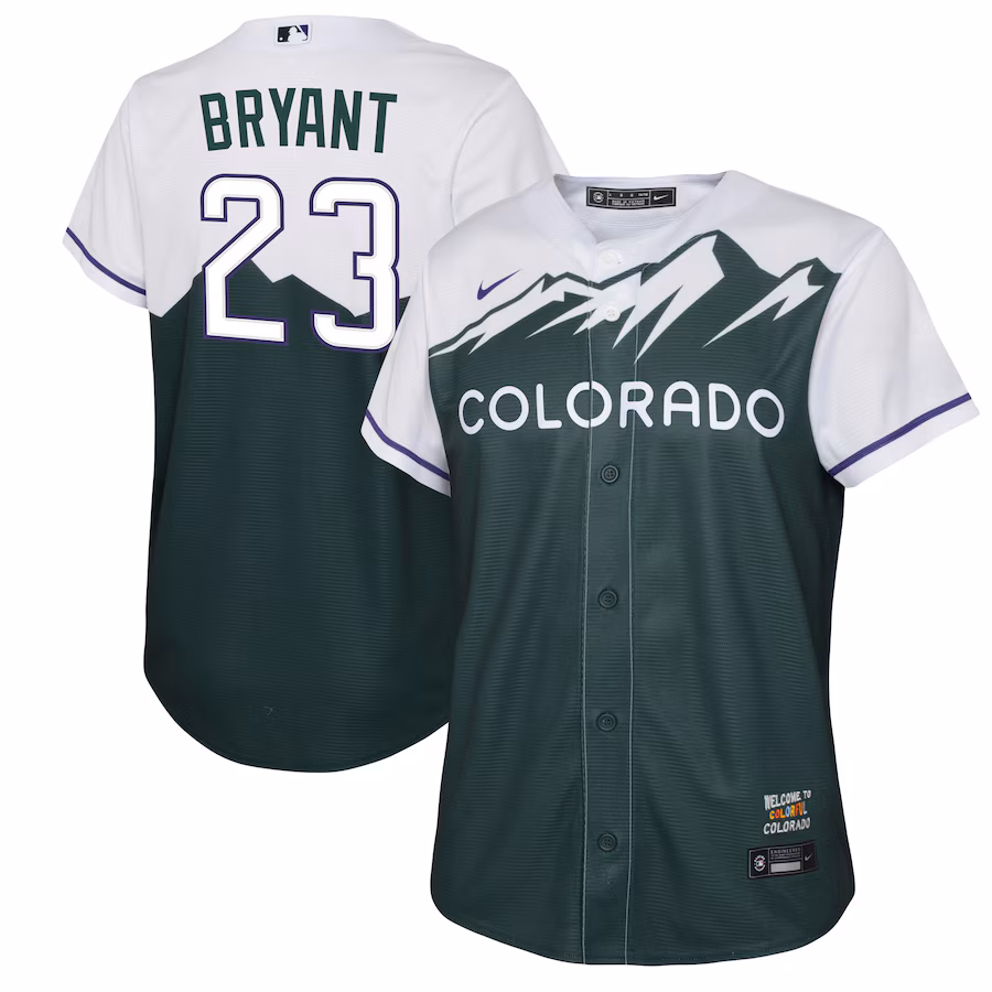 Youth Colorado Rockies Kris Bryant Nike Green 2022 City Connect Replica Player Jersey - Jersey