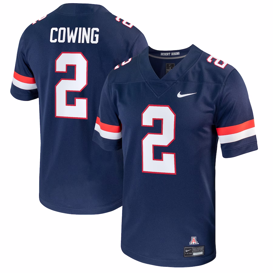 Jacob Cowing Arizona Wildcats Nike NIL Replica Football Jersey - Navy - Jersey