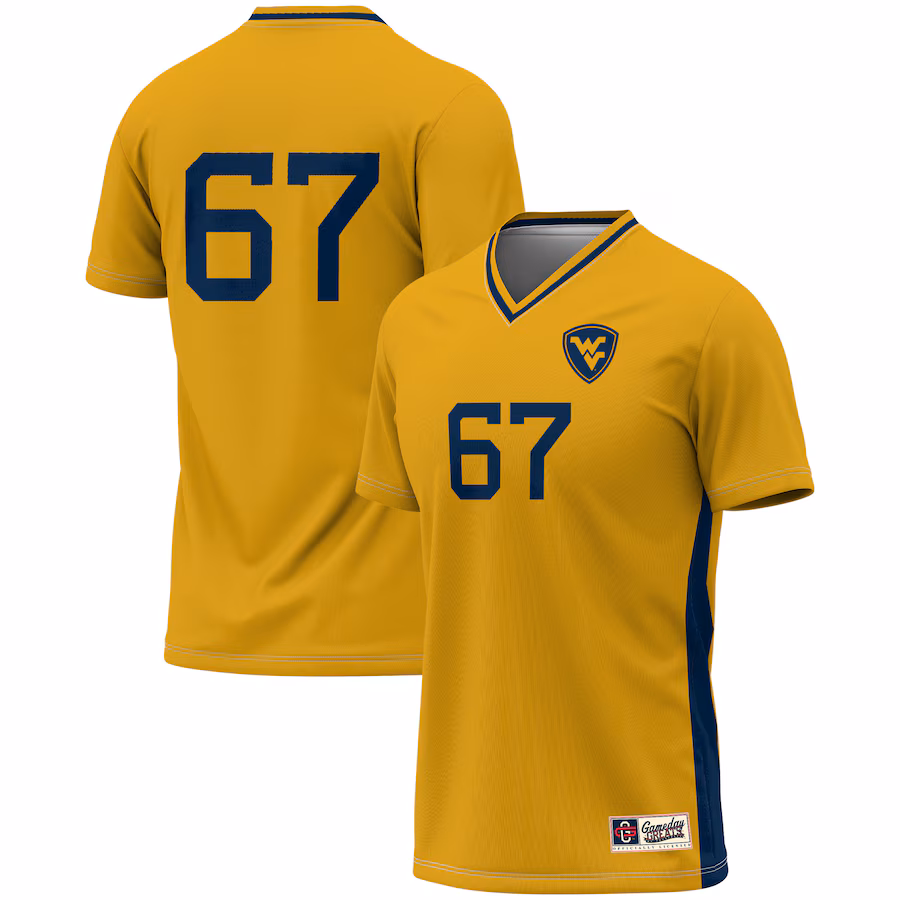 Youth GameDay Greats #67 Gold West Virginia Mountaineers Lightweight Women's Soccer Fashion Jersey - Jersey