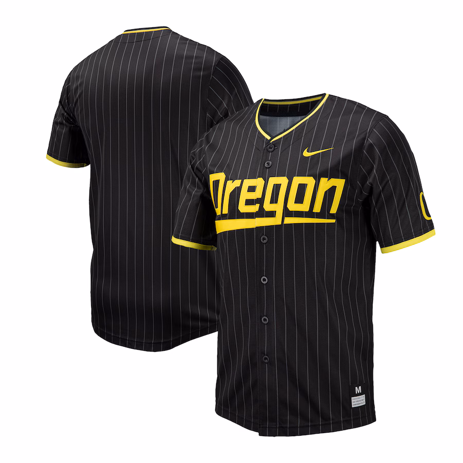 Oregon Ducks Nike Pinstripe Replica Baseball Jersey - Black - Jersey