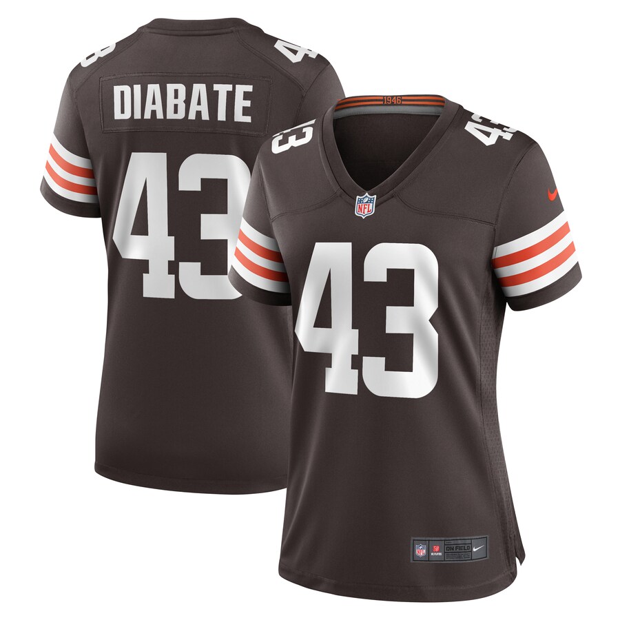 Women's Cleveland Browns Mohamoud Diabate Nike  Brown Team Game Jersey - Jersey