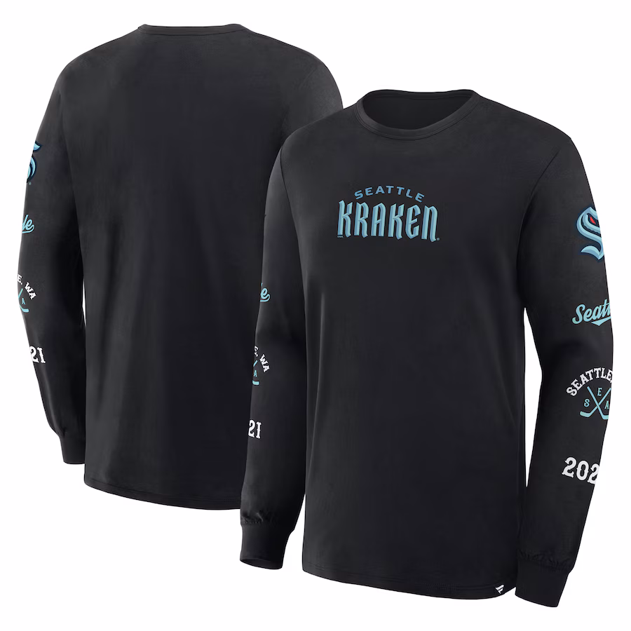 Men's Seattle Kraken Fanatics Black Boxed In Legacy Long Sleeve T-Shirt - Jersey