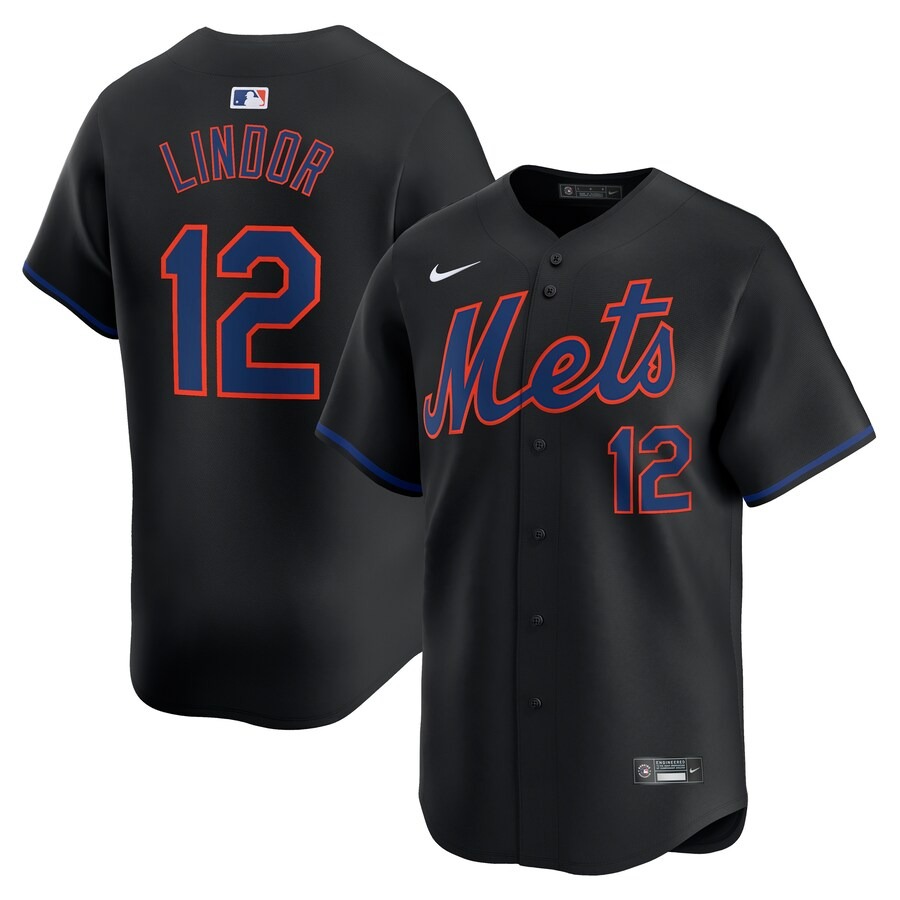Men's New York Mets Francisco Lindor Nike Black Alternate Limited Player Jersey - Jersey